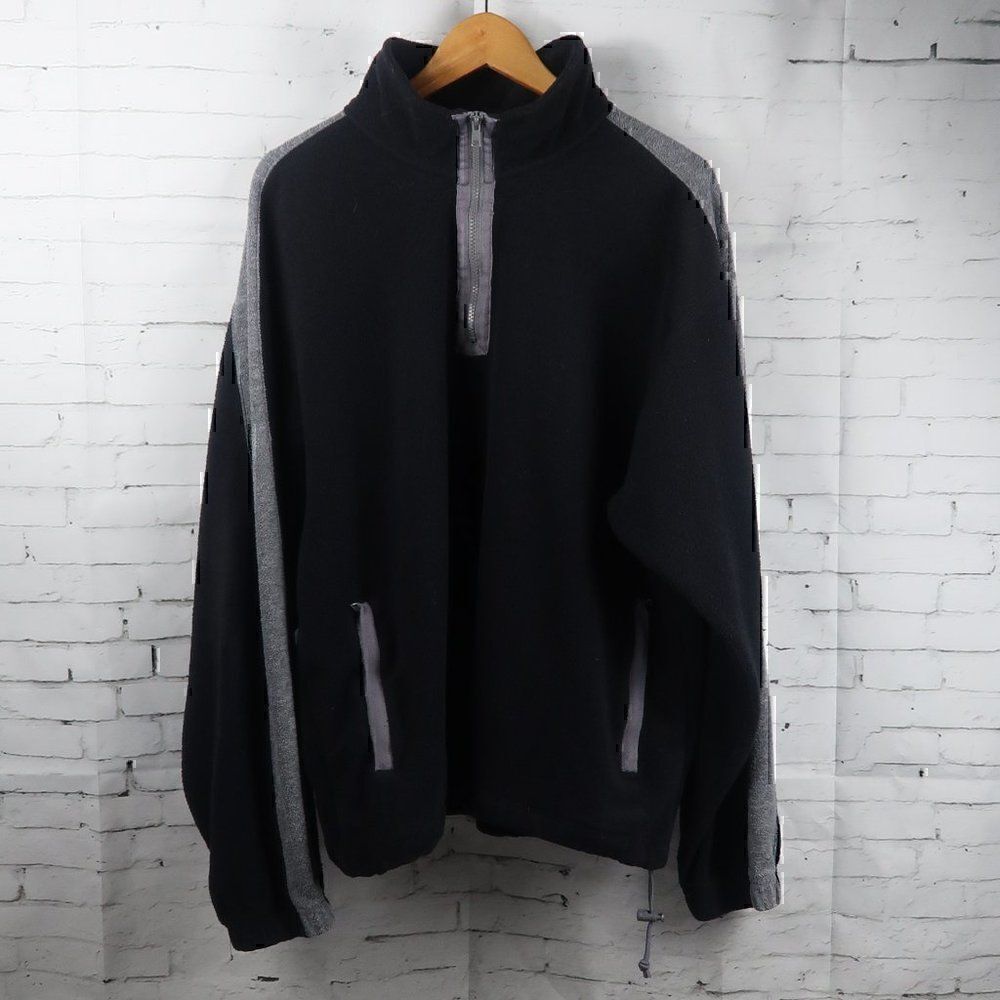 OUTDOOR URBAN TERRAIN BLACK & GREY FLEECE 1/4 ZIP PULLOVER JACKET SIZE LARGE